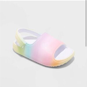 NWOT Cat & Jack Ombre Rainbow Velcro Slides Sandals Size 5T